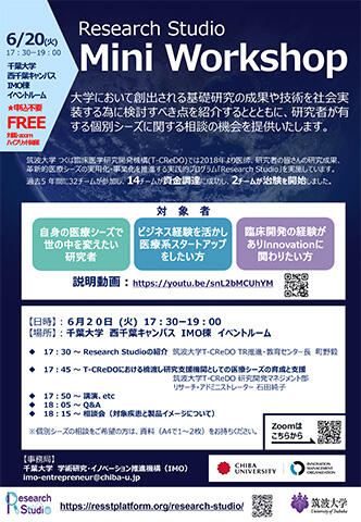 【6/20】ハイブリッド開催　Mini Workshop@千葉大学IMO　筑波大学Research Studio